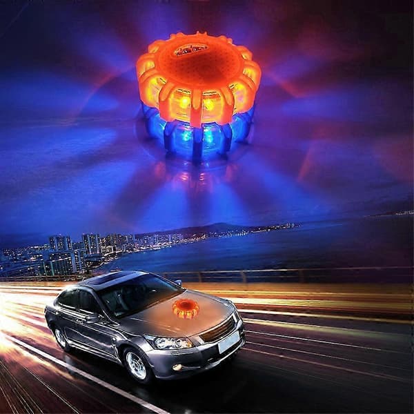 [2F]Magnetiske LED-advarselslys til bil, vejsignaler, advarselslys til natblå Blue