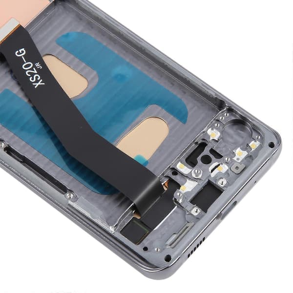 【Ny】 For Samsung Galaxy S20 5G SM-G981B TFT LCD-skjerm Digitizer Fullmontering med ramme (grå) Grå