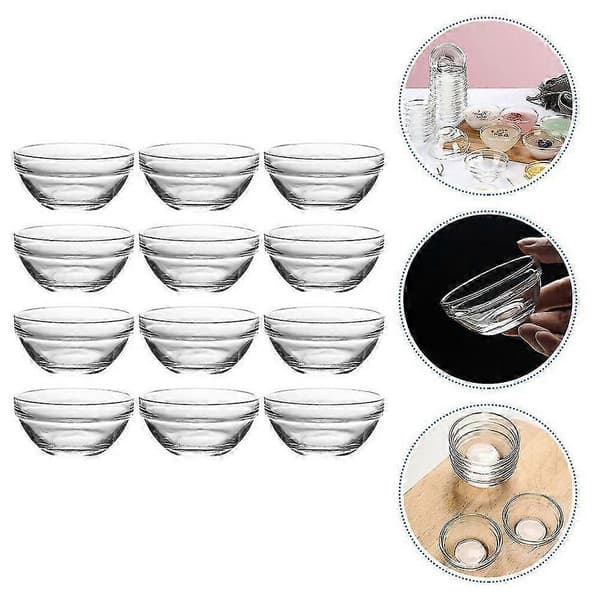 Små Gennemsigtige Glasskåle 12 Stykker