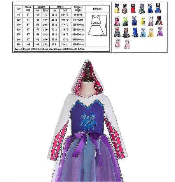 Edderkopp-inspirert Kostyme Edderkopp Gwen-inspirert Kostyme Ghost Spider Hettegenser Edderkopp Gwen Cosplay Tutu Kjoler Edderkopp Bursdag Blå Blue 3T