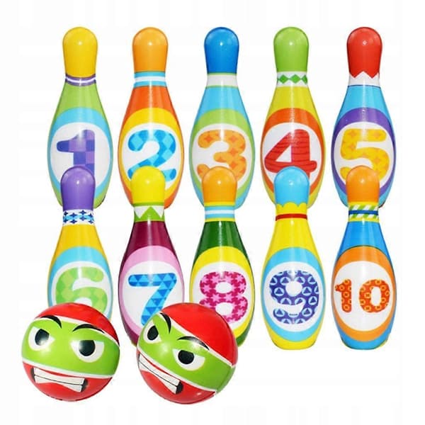 Ett färgglatt set med minikäglor för barn
