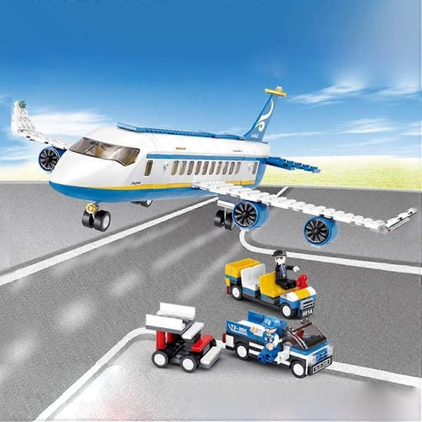 Passasjerfly med ansatte og lastebil, Le,go-kompatibelt fly - 463 deler