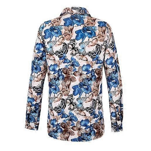 Uformell blomsterskjorte for menn, langermet 3D-knappeskjorte light-blue L