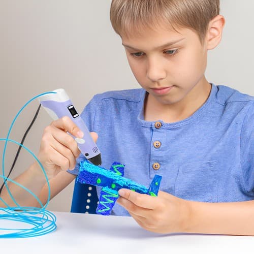 3D-printpennsett, graffitiskriver og tegnesett, inkludert 12 farger PLA-filament - Blå.
