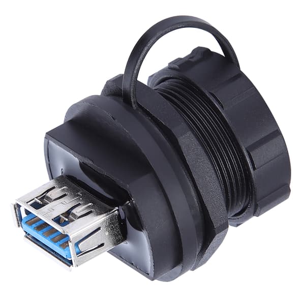 Waterproof USB Connector Copper Contact PA66 Insulator USB3.0 Dual Female Dust Cover