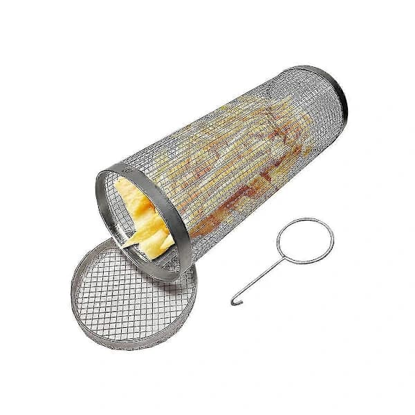 [2F]2 stk. Rullende Grillkurv - Den Bedste Grillkurv Nogensinde, Rund Grillnet i Rustfrit Stål