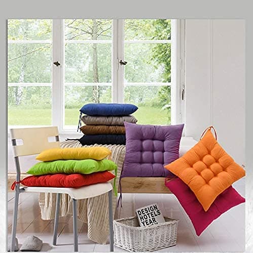 4-pakke 40x40 cm Quiltede Stolputer - Gule Sitteputer for Innendørs & Utendørs, Kompatible med Ulike Stoler