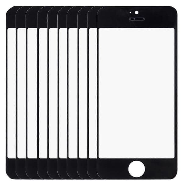 10 STK for iPhone 5 & 5S Ytre glasslinse for frontskjerm Black