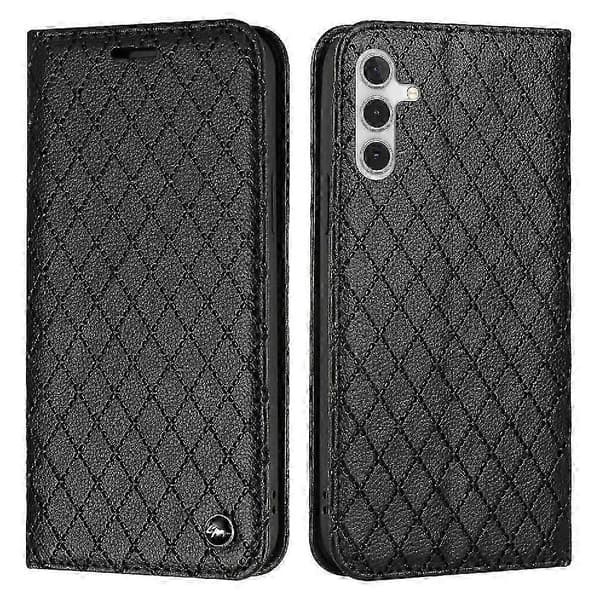 PU læderpung-etui med magnetisk kortholder og foldbart stativ kompatibel med Samsung Galaxy A55 5G black