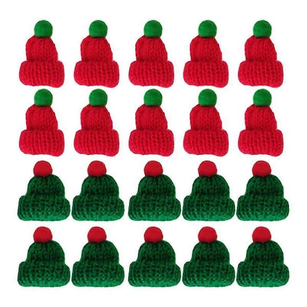 20 st julminiatyrtomteluvor julvinflaskor dekor DIY minivintermössa stickad liten [2F]