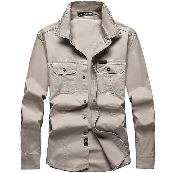 Långärmad arbetsskjorta för män (S-4XL) white 2XL