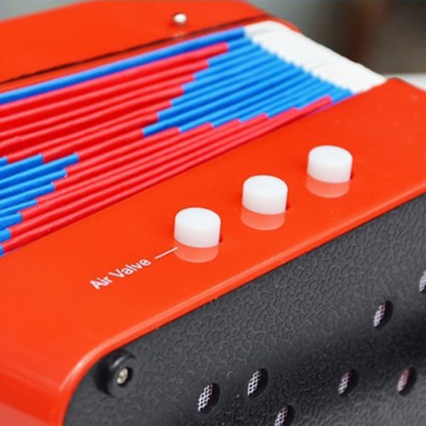[2F] Harmonikalegetøj til børn, harmonika, musikinstrument, 2 bas, 7 tangenter, til børn, spædbørn, rød