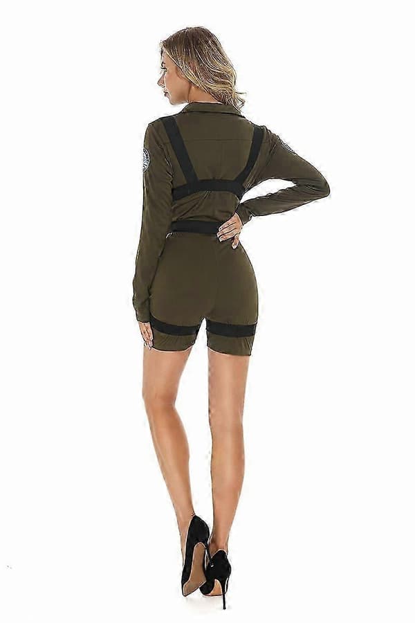 Top Gun Cosplay Amerikansk Luftvåben Pilotuniform Halloween Kostumer Militær Pilot Jumpsuit-lingling} stropper straps M