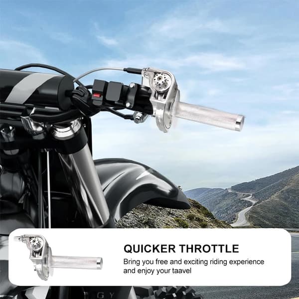 Motorcykel 22mm CNC Gasgreb Aluminium Med Kabel Accelerator—2f Silver