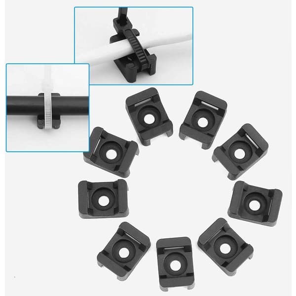 150 stk Svarte buntebåndsfester 23 mm x 16 mm Sadeltype Kabelbaseholder