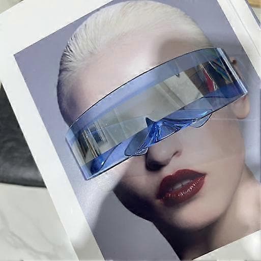Sølvfargede speilglass visir solbriller kostyme blue