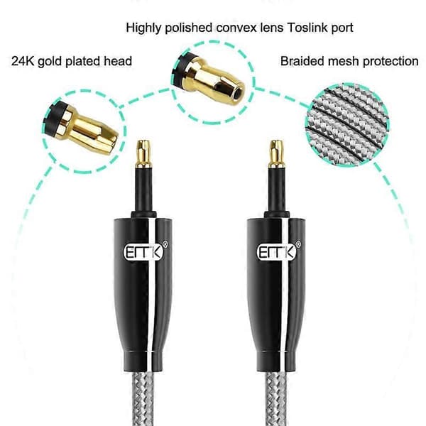 EMK QH4.0 Mini Toslink 3.5mm grensesnitt SPDIF optisk lydfiber, lengde: 15m Black