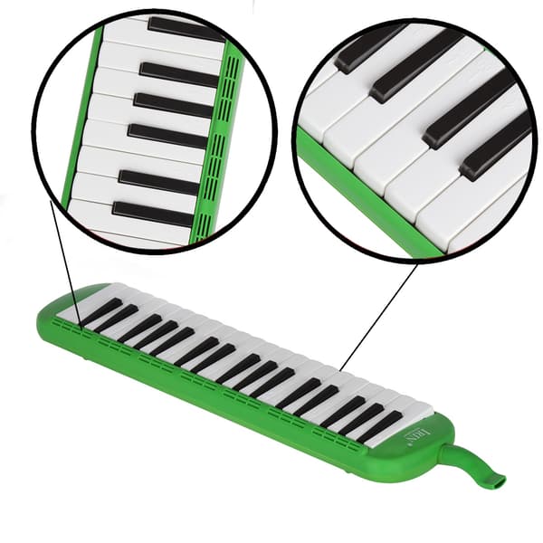 [2F] Melodika i plast for barn, 37 tangenter, gave til barn, musikkinstrumentsett (grønn)
