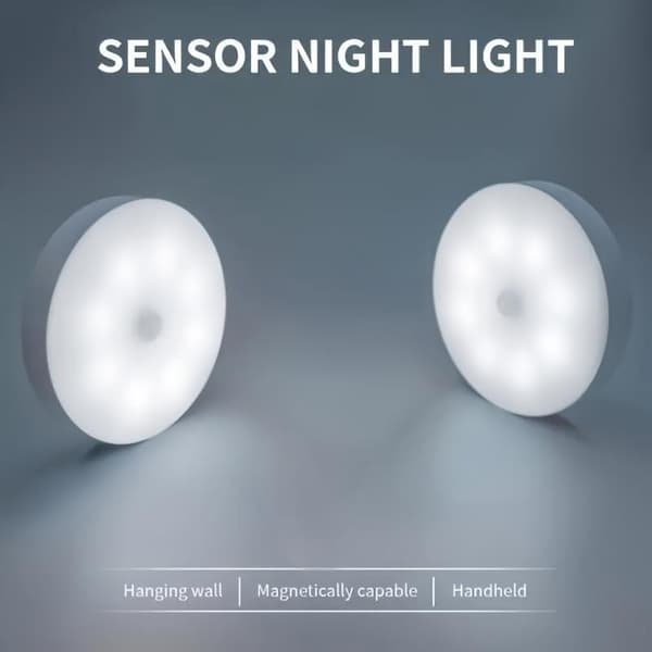 USB Rechargeable LED Motion Sensor Night Light (1/2/3pcs) - Magnetic Mount, Warm & White Light for Bedroom, Wardrobe, Hall Warm White Warm White 2pcs