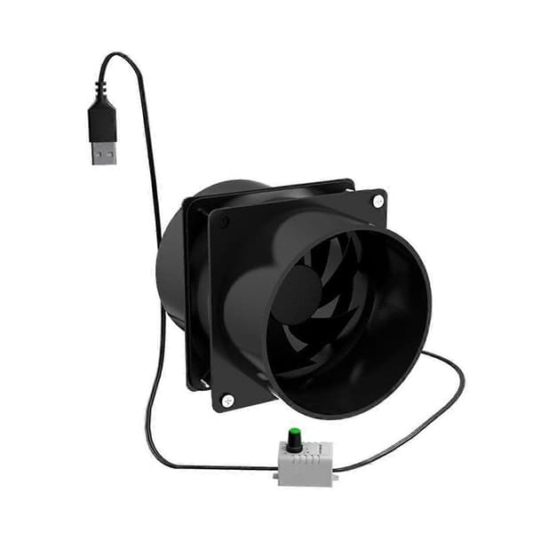 【2F】USB Justerbar Hastighedsventilator Røgabsorber ESD Røgudsugningsventilator Kanaludsugningsventilator Kanalventilation Black