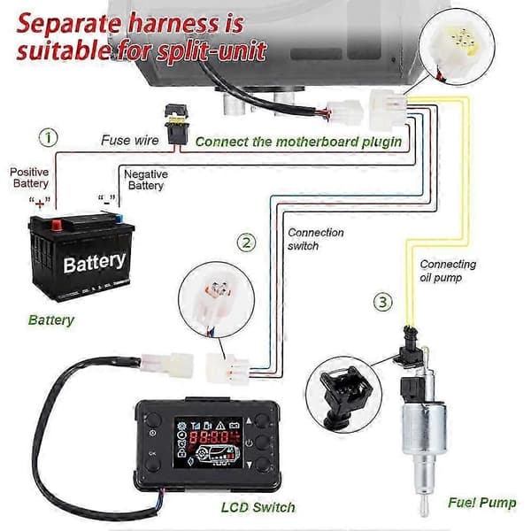 Til Eberspacher Webasto Parkeringsvarmer Ledningsnet 12V/24V Strømforsyningskabeladapter 2M A A 1pcs