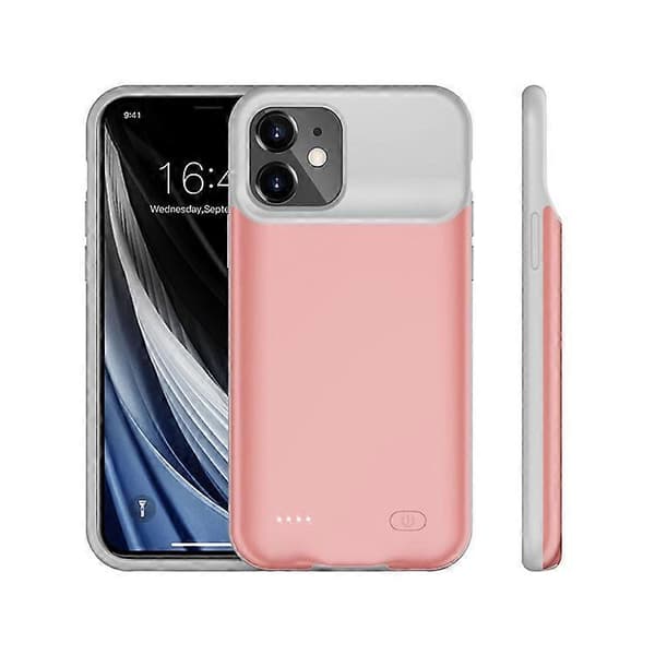 6000mAh Oppladbart Batteri Mobiltelefon Lader Deksel Kompatibel For iPhone 12 mini 5.4 tommer PinkGold