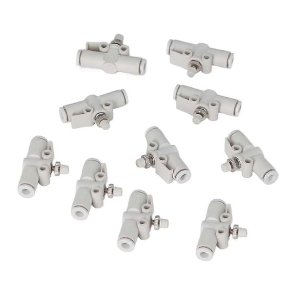 10 stk. luftstrømsreguleringsventil PVC pneumatiske rette push-to-connect slangekoblinger