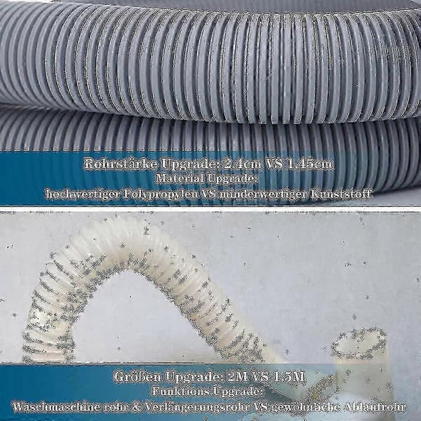 Afløbsslangeforlænger til vaskemaskiner, 2m afløbsslange universal vaskemaskineslange, afløbsslange D