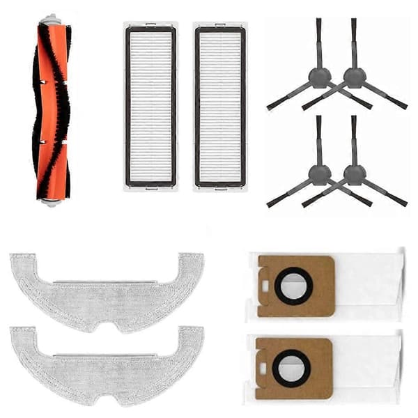 Udskiftningssæt til Z10 PRO Robotstøvsuger - Hovedbørste, HEPA-filter, Moppeklude, Støvpose As shown