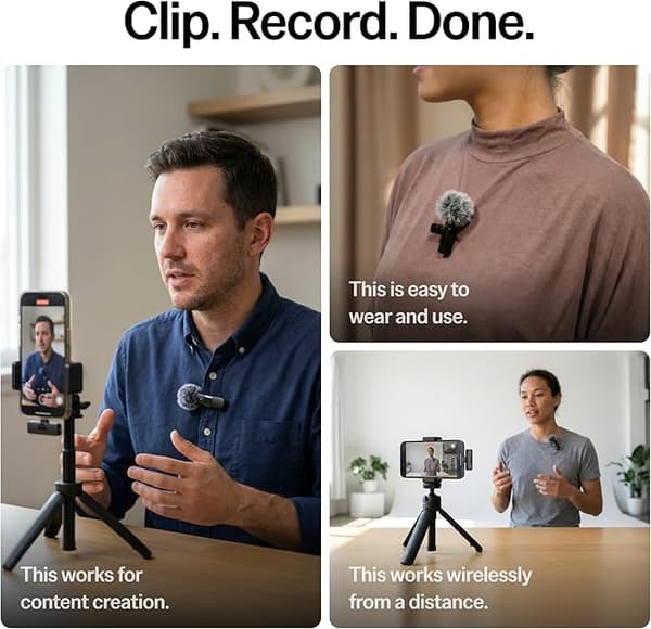 Mini Mic Pro Trådløs Minimikrofon for iPhone, iPad og Android, 2-pakning Lavalier-mikrofoner med USB-C for videoopptak og innholdsskaping