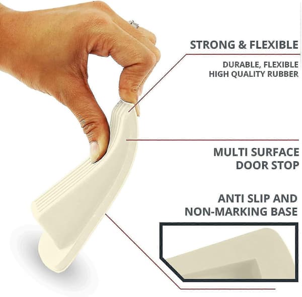 Klassisk dørstopper i gummi, dørstopper for flere gulv (4-pakning) White 4 Pack