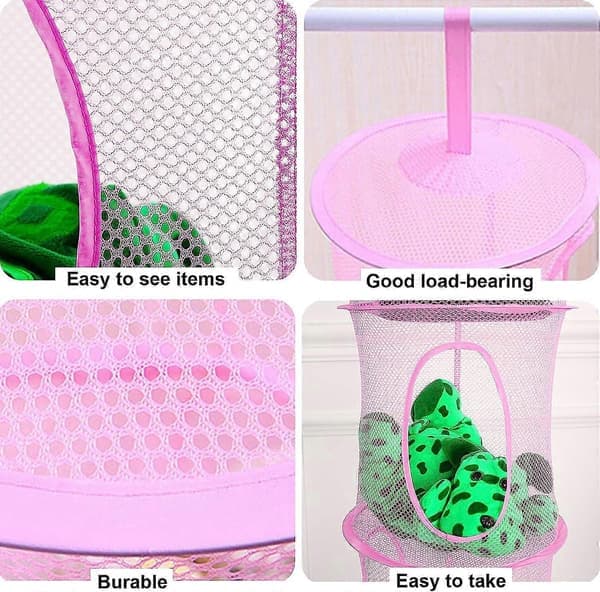 4-lags Teddy Opbevaringsnet til Ophæng, 3 stk. Sammenfoldelige (Pink, Rose, Lilla)[2F]
