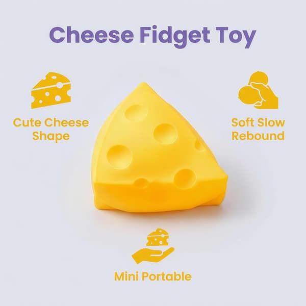 Osteterning Squishy, Falsk Ost Klemmeblok Beroligende Fidget Legetøj til Voksne—2f Triangle-5cm