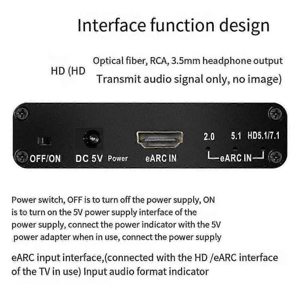 HDMI EARC ARC Audio Extractor 192Khz-omformer til RCA-adapter for digital-TV-lyd