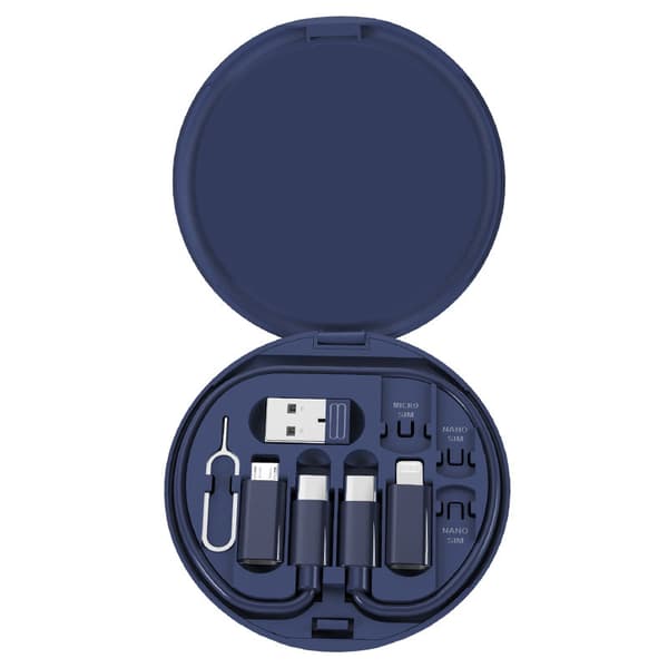 5-i-1 USB Type-C Opladerkabel Rejseadapter 60W Kit Opbevaringsboks—2f blue