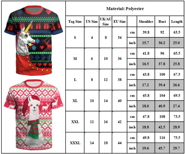 Kvinder Mænd Casual trykt julekortærmet T-shirt top . E E XL