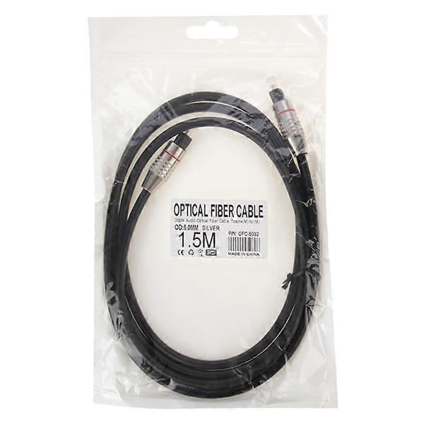 Digital lyd optisk fiberkabel Toslink M til M, OD: 5.0mm, lengde: 1.5m Not Specified