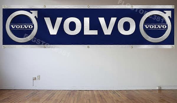 Volvo Flaggbanner 2x8Ft Garasjebutikk Veggdekor Ny Stor Banner FTRSE700