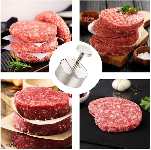 Burgerpresse Rustfritt Stål Hamburger Biff Maker Grill Stekepanne Flat til Kjøttdeig Tåler Oppvaskmaskin