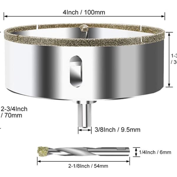 100 mm Diamant Hulsav med Centreringsbor, Flisehulsav