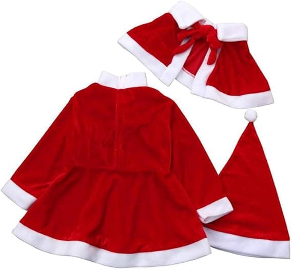 Julepige Kostumer Julemandsoutfit Inkluderer Rød Kjole Hat Sko Tilbehør til Børn Cosplay