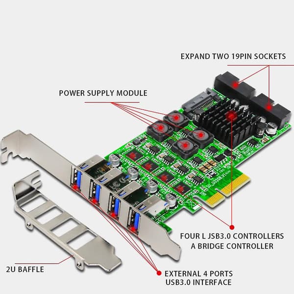 Uavhengig Sata strømkontroll, PCI-E til USB 3.0 PCI for Express utvidelseskort