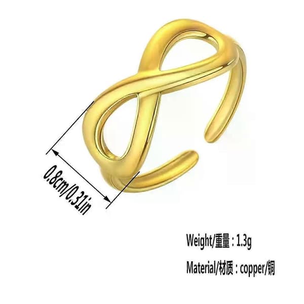 【2F】QIAMNI Infinity Love Eig2F Knot Open Knuckles Ringe Rustfrit Stål Delikat Bryllupsgave Løfte Evig Uendelig Ring Smykker 7 SILVER PLATED