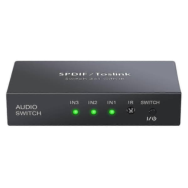 [2F]Digital optisk lydbryter 3x1 Spdif Toslink Switch Box 3 porter optisk bryter med IR-fjernkontroll
