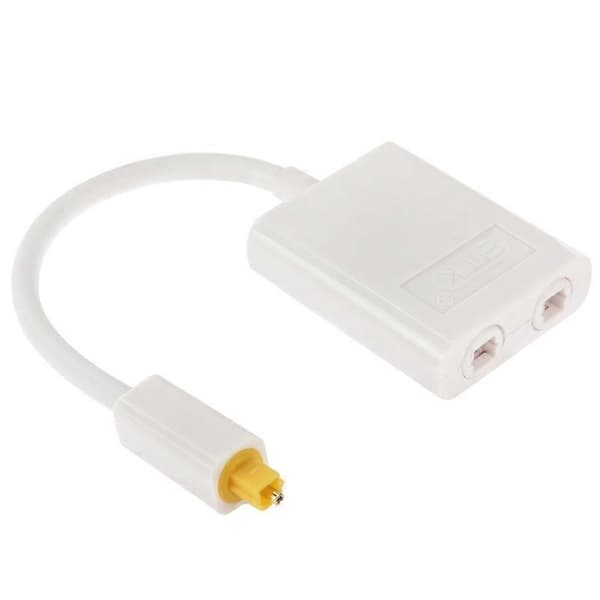(Ny) EMK Digital Toslink Optisk Fiber Audio Splitter 1 til 2 Kabeladapter for DVD-spiller White