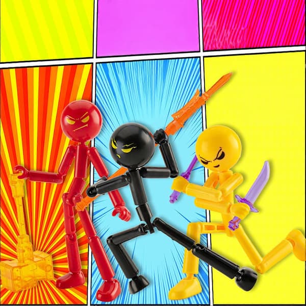 【2F】3/6 ställbara Stickman Action – Bärbar och vikbar – för sommaraktiviteter 3pcs