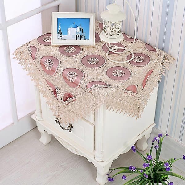 Brodert blonde duk Retro duk Festdekor Rød Wine Red 85x85cm