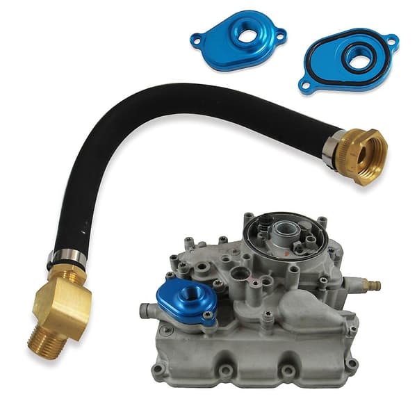 Olje kjøler kjølevæske spyle sett + adapterplate for 6.0L Powerstroke Diesel Black