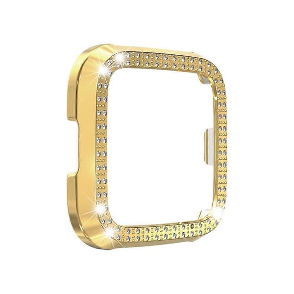 För Fitbit versa / versa lite PC Dubbelradig Diamantbesatt Skyddsskal (Svart) Gold