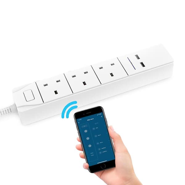 Smart Wifi App-kontrollerad grenuttag med 3 uttag, 2 USB-snabbladdningsuttag, app-kontrollerat eluttag